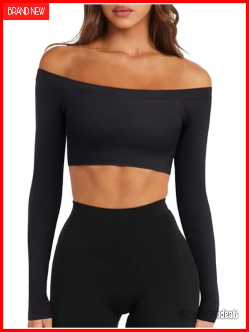 Seamless Off Shoulder Long Sleeve Workout Crop Top Nylon Spandex